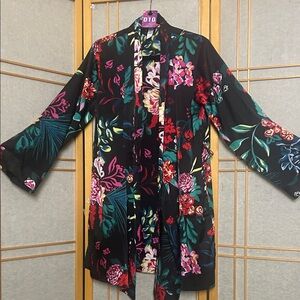 Stars Above Black Floral Robe
